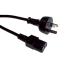 Black power cord with plug on a white background