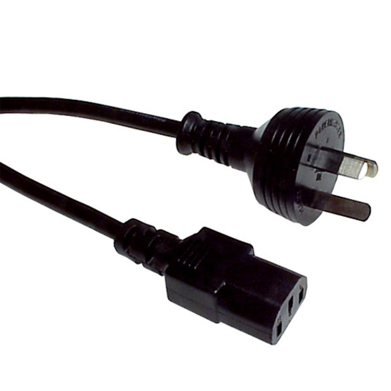 Black power cord with plug on a white background