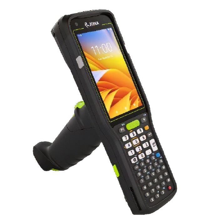 Rugged handheld device with keyboard on a white background