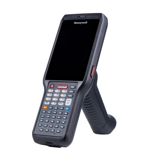 Honeywell industrial handheld device with keypad on a white background