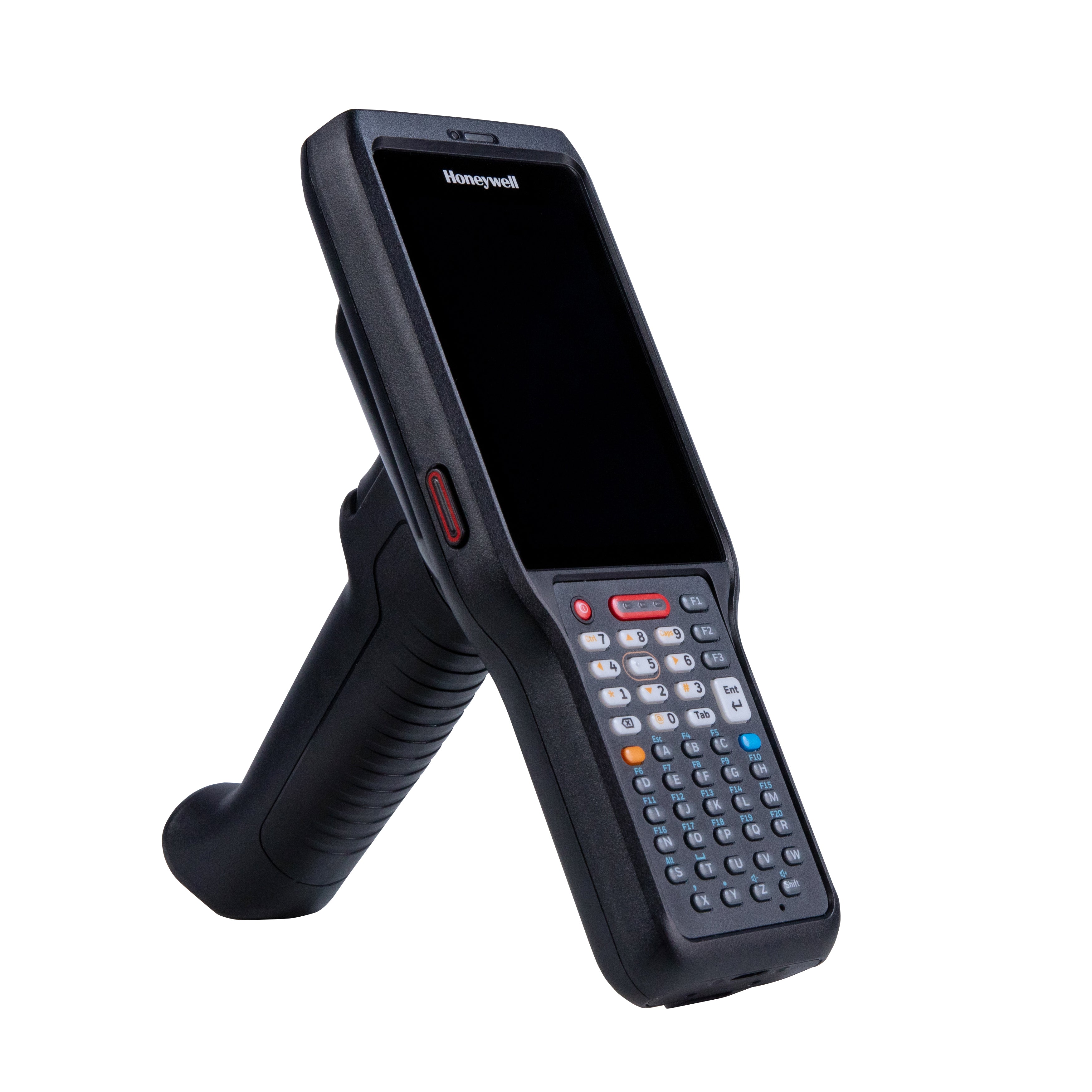 Black Honeywell barcode scanner on a white background