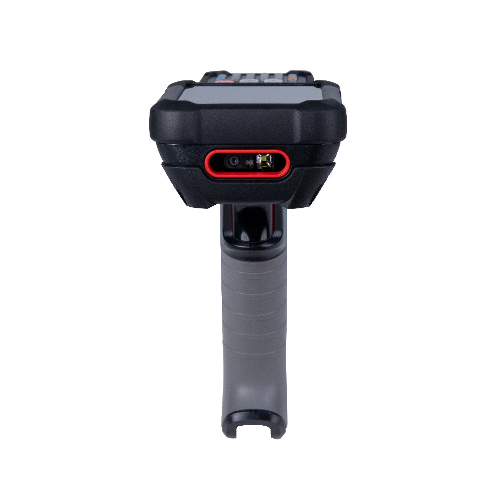 Black and gray barcode scanner on a white background