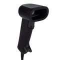 Black barcode scanner on a white background